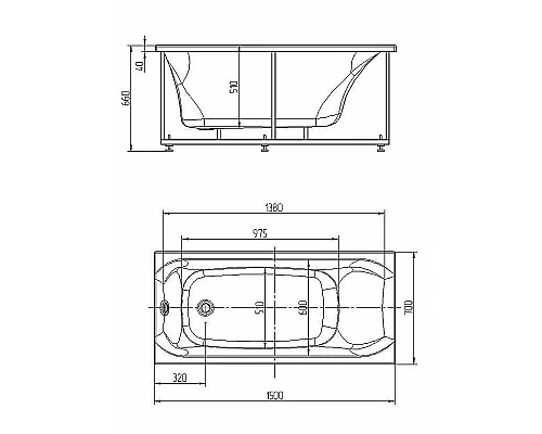 Заказать Акриловая ванна Aquatek Альфа 150x70 ALF150-0000043 без гидромассажа с фронтальной панелью с каркасом (разборный) со слив-переливом (справа) в магазине сантехники Santeh-Crystal.ru