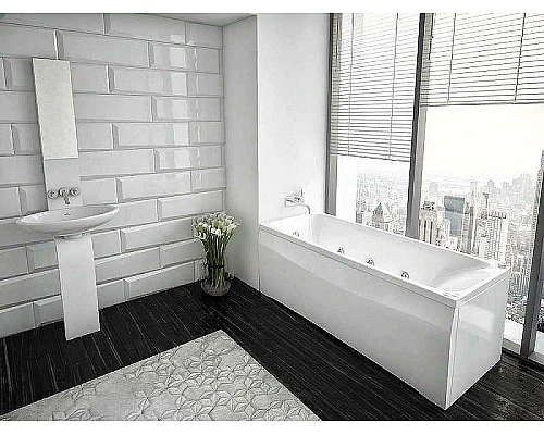 Купить Акриловая ванна Aquatek Альфа 170x70 ALF170-0000007 с гидромассажем с фронтальной панелью с каркасом (разборный) со слив-переливом (слева) в магазине сантехники Santeh-Crystal.ru