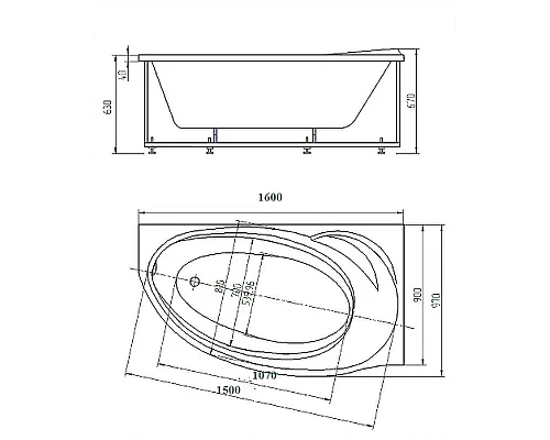 Заказать Акриловая ванна Aquatek Бетта 160x97 R BET160-0000026 без гидромассажа с фронтальной панелью с каркасом (разборный) со слив-переливом в магазине сантехники Santeh-Crystal.ru