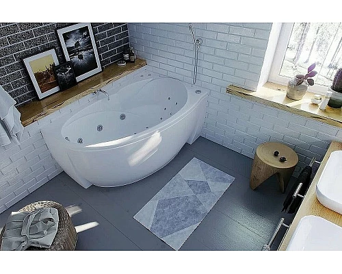 Заказать Акриловая ванна Aquatek Бетта 160x97 R BET160-0000028 без гидромассажа с фронтальной панелью с каркасом (вклеенный) со слив-переливом в магазине сантехники Santeh-Crystal.ru