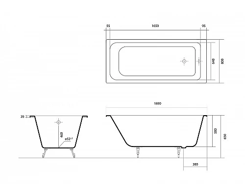 Приобрести Чугунная ванна Aquatek Дельта 180x80 AQ8980F-00 без антискользящего покрытия в магазине сантехники Santeh-Crystal.ru