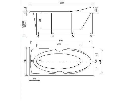 Приобрести Акриловая ванна Aquatek Европа 180х80 EVR180-0000041 без гидромассажа с фронтальной панелью с каркасом (вклеенный) со слив-переливом (слева) в магазине сантехники Santeh-Crystal.ru