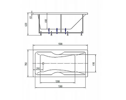 Заказать Акриловая ванна Aquatek Феникс 150x75 FEN150-0000029 без гидромассажа с фронтальной панелью с каркасом (разборный) со слив-переливом (слева) в магазине сантехники Santeh-Crystal.ru