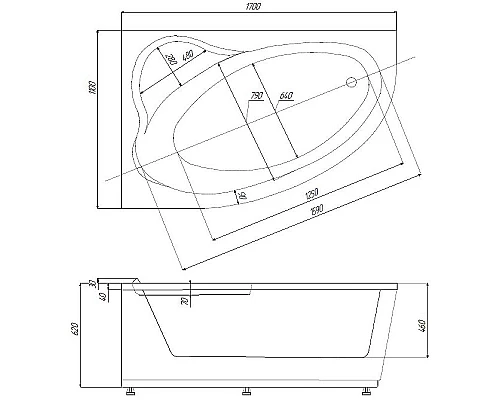 Приобрести Акриловая ванна Aquatek Фиджи 170х110 R FID170-0000005 без гидромассажа с фронтальной панелью с каркасом (вклеенный) со слив-переливом в магазине сантехники Santeh-Crystal.ru