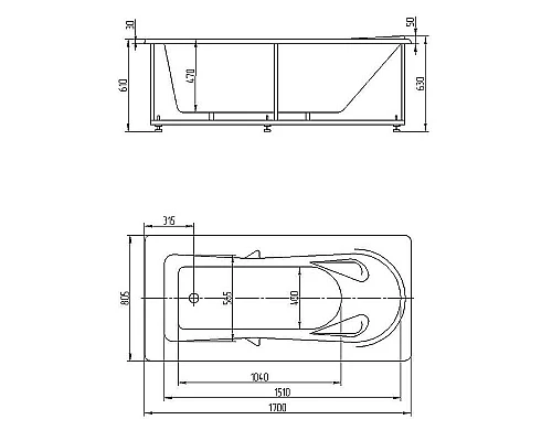 Купить Акриловая ванна Aquatek Леда 170х80 LED170-0000034 без гидромассажа с фронтальной панелью с каркасом (разборный) со слив-переливом (слева) в магазине сантехники Santeh-Crystal.ru