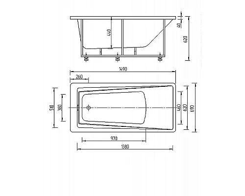 Купить Акриловая ванна Aquatek Либра 150х70 LIB150-0000037 без гидромассажа без панелей с каркасом (разборный) со слив-переливом в магазине сантехники Santeh-Crystal.ru