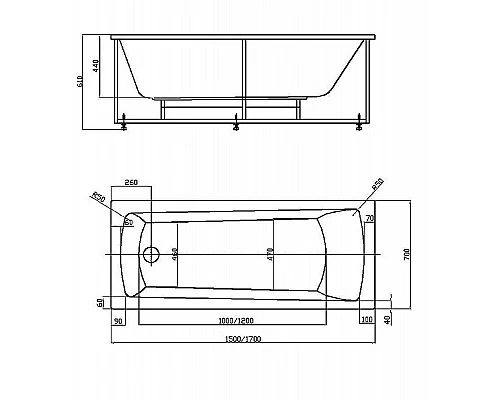 Заказать Акриловая ванна Aquatek Либра New 170x70 LIB170N-0000005 без гидромассажа без панелей с каркасом (разборный) со слив-переливом в магазине сантехники Santeh-Crystal.ru