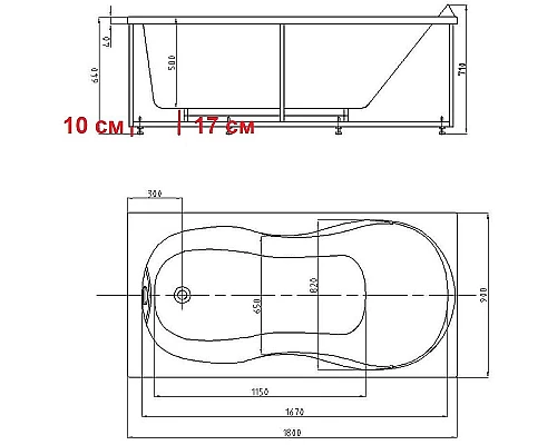 Купить Акриловая ванна Aquatek Мартиника 180х90 MAR180-0000053 без гидромассажа без панелей с каркасом (разборный) со слив-переливом в магазине сантехники Santeh-Crystal.ru