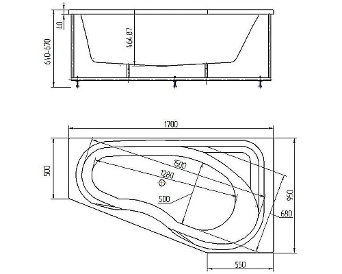 Заказать Акриловая ванна Aquatek Медея 170x95 R MED180-0000010 без гидромассажа с фронтальной и торцевой панелью (левая) с каркасом (вклеенный) со слив-переливом в магазине сантехники Santeh-Crystal.ru