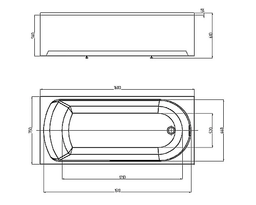 Купить Акриловая ванна Aquatek Eco-friendly Ника 160x75 NIK160-0000001 без панелей, каркаса и слив-перелива в магазине сантехники Santeh-Crystal.ru