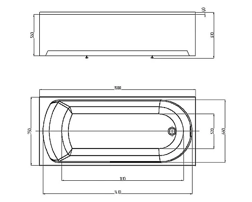 Купить Акриловая ванна Aquatek Eco-friendly Ника 150x75 NIK150-0000001 без панелей, каркаса и слив-перелива в магазине сантехники Santeh-Crystal.ru