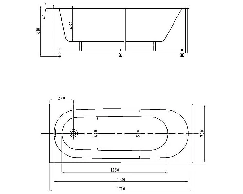 Купить Акриловая ванна Aquatek Оберон 170х70 OBR170-0000027 без гидромассажа без панелей с каркасом (разборный) со слив-переливом в магазине сантехники Santeh-Crystal.ru