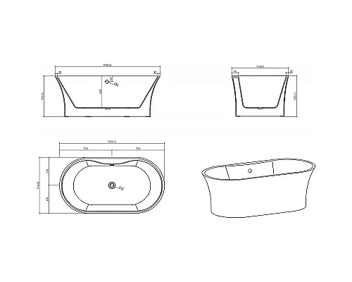 Заказать Акриловая ванна BelBagno 150х74 BB201-1500-800 без гидромассажа в магазине сантехники Santeh-Crystal.ru