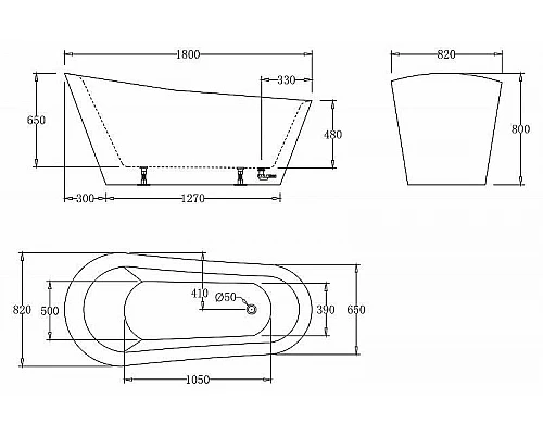 Купить Акриловая ванна BelBagno 180x82 BB63-1800-W0 без гидромассажа в магазине сантехники Santeh-Crystal.ru