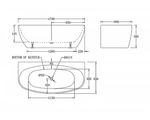 Заказать Акриловая ванна BelBagno 170x80 BB83-1700-W0 без гидромассажа в магазине сантехники Santeh-Crystal.ru