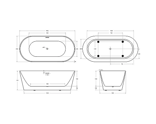 Заказать Акриловая ванна BelBagno 170x80 BB416-1700-800 без гидромассажа в магазине сантехники Santeh-Crystal.ru