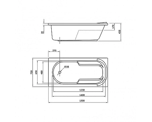 Заказать Акриловая ванна Berges Lumbo 150x75 050001 без гидромассажа в магазине сантехники Santeh-Crystal.ru