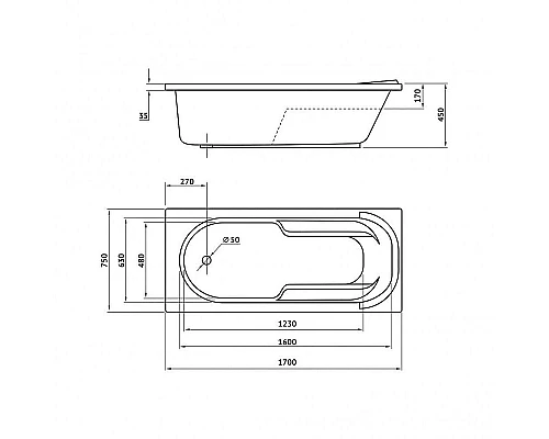 Купить Акриловая ванна Berges Lumbo 170x75 050003 без гидромассажа в магазине сантехники Santeh-Crystal.ru