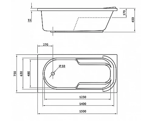 Купить Акриловая ванна Berges Lumbo 150x75 050004 без гидромассажа в магазине сантехники Santeh-Crystal.ru