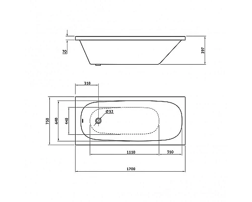 Заказать Акриловая ванна Berges Nelu 170x75 050020 без гидромассажа в магазине сантехники Santeh-Crystal.ru