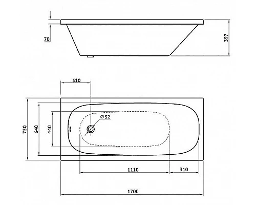 Заказать Акриловая ванна Berges Nelu 170x75 050023 без гидромассажа в магазине сантехники Santeh-Crystal.ru