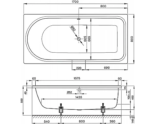 Купить Стальная ванна Bette Ocean 170х80 8765-000ARPlus с антискользящим покрытием в магазине сантехники Santeh-Crystal.ru