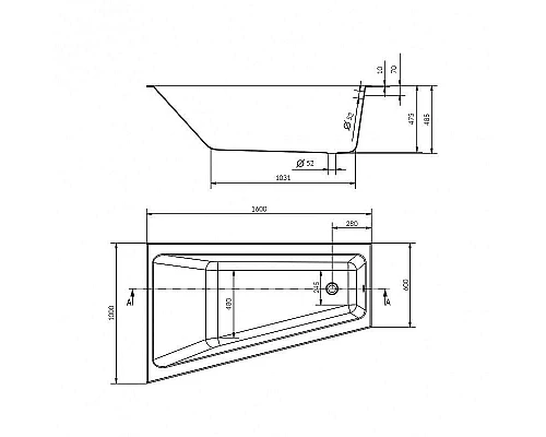 Приобрести Акриловая ванна Cersanit Crea 160x100 L P-WA-CREAx160-LNL без гидромассажа в магазине сантехники Santeh-Crystal.ru