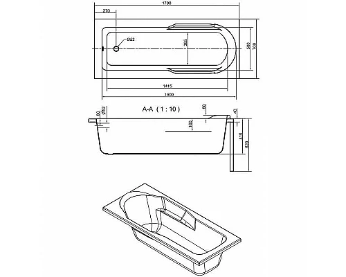 Заказать Акриловая ванна Cersanit Santana 170x70 63325 без гидромассажа в магазине сантехники Santeh-Crystal.ru
