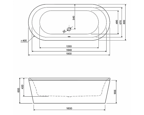 Купить Акриловая ванна Cezares Metauro Central 180х80 METAURO-Central-180-80-40-W37 без гидромассажа в магазине сантехники Santeh-Crystal.ru