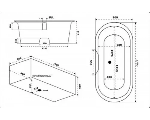 Заказать Ванна из искусственного камня Creto Aurora 170x80 8-1111 без гидромассажа в магазине сантехники Santeh-Crystal.ru