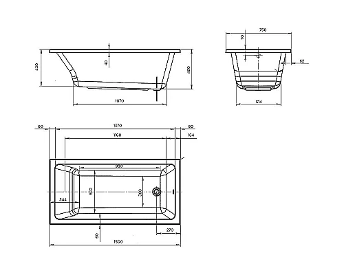 Приобрести Акриловая ванна Creto Bosco 150х75 17-15075 без гидромассажа в магазине сантехники Santeh-Crystal.ru