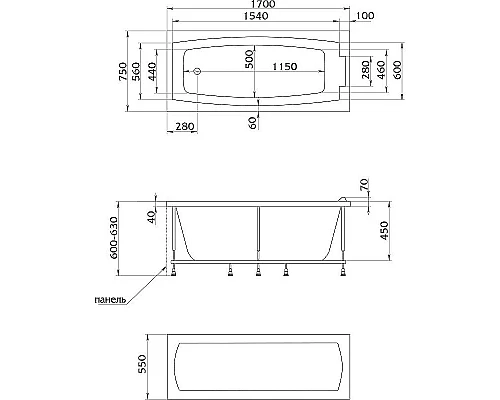 Купить Акриловая ванна Creto Elite 170х75 11-17075 без гидромассажа в магазине сантехники Santeh-Crystal.ru