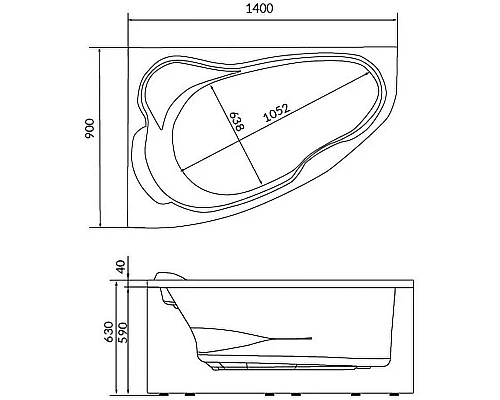 Купить Акриловая ванна Creto Glaze 140х90 L 16-14090L без гидромассажа в магазине сантехники Santeh-Crystal.ru