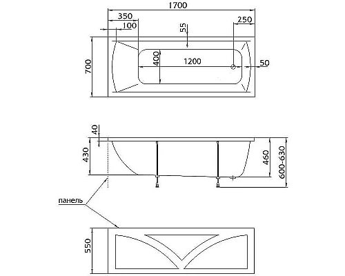 Приобрести Акриловая ванна Creto Modalia 170х70 9-17070 без гидромассажа в магазине сантехники Santeh-Crystal.ru