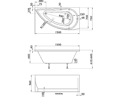 Купить Акриловая ванна Creto Palermo 150х75 L 13-15075L без гидромассажа в магазине сантехники Santeh-Crystal.ru