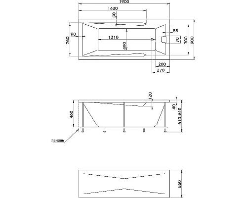 Заказать Акриловая ванна Creto Regia 190х90 12-19090 без гидромассажа в магазине сантехники Santeh-Crystal.ru