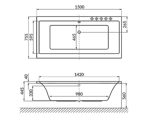 Купить Акриловая ванна Excellent Pryzmat 150x75 WAEX.PRY15.SMART.CR с гидромассажем в магазине сантехники Santeh-Crystal.ru