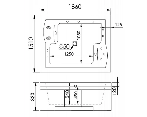 Заказать Акриловая ванна Gemy 186х151 G9052 II K R с гидромассажем в магазине сантехники Santeh-Crystal.ru