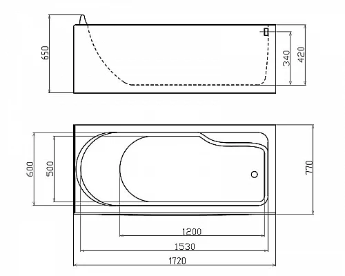 Купить Акриловая ванна Gemy 172х77 G9006-1.7 B R с гидромассажем в магазине сантехники Santeh-Crystal.ru