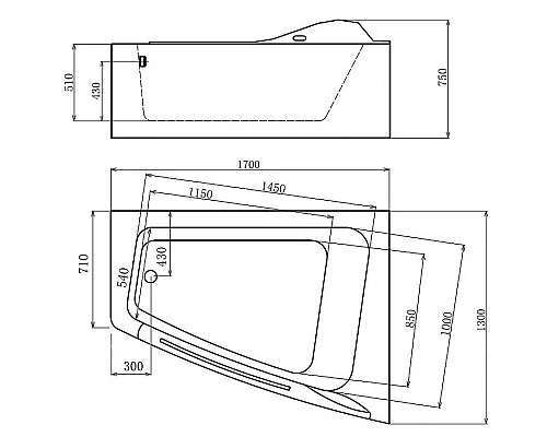 Приобрести Акриловая ванна Gemy 170х130 G9056 O R с гидромассажем в магазине сантехники Santeh-Crystal.ru