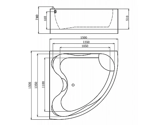 Заказать Акриловая ванна Gemy 150х150 G9041 B с гидромассажем в магазине сантехники Santeh-Crystal.ru