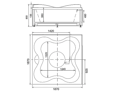 Заказать Акриловая ванна Gemy 187х187 G9089 K L с гидромассажем в магазине сантехники Santeh-Crystal.ru