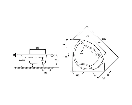 Приобрести Акриловая ванна Jacob Delafon Presquile 145x145 E6045RU-00 без гидромассажа в магазине сантехники Santeh-Crystal.ru