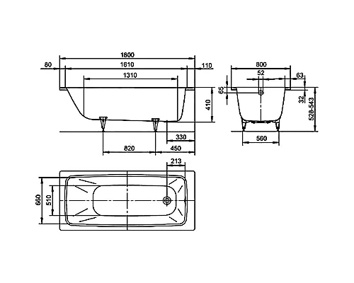 Купить Стальная ванна Kaldewei Cayono 751 180x80 275130003001 с покрытием Anti-Slip и Easy-Clean в магазине сантехники Santeh-Crystal.ru