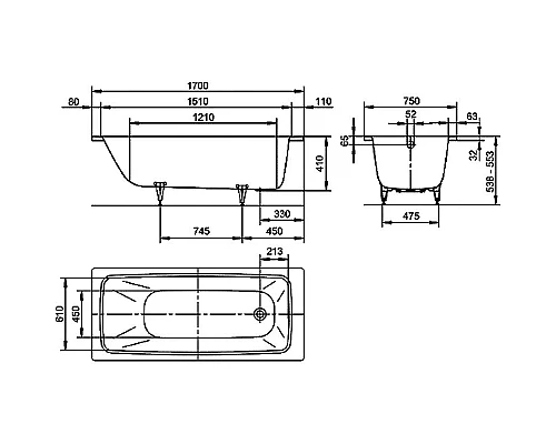 Заказать Стальная ванна Kaldewei Cayono 748 160х70 274800013001 с покрытием Easy-clean в магазине сантехники Santeh-Crystal.ru