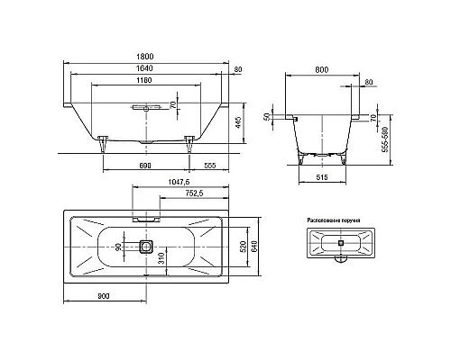 Приобрести Стальная ванна Kaldewei Conoduo 733 180x80 235100010001 без покрытия в магазине сантехники Santeh-Crystal.ru