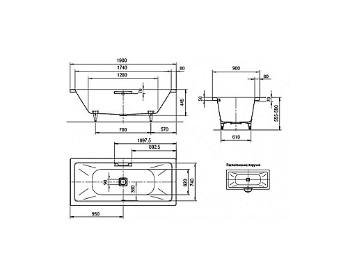 Приобрести Стальная ванна Kaldewei Conoduo 734 190x90 235200013001 с покрытием Easy-clean в магазине сантехники Santeh-Crystal.ru