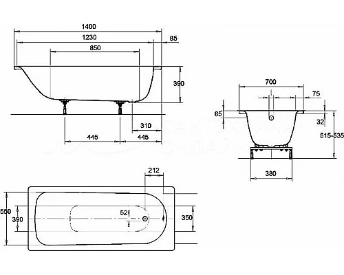 Заказать Стальная ванна Kaldewei Eurowa 309 140x70 119512030001 без покрытия в магазине сантехники Santeh-Crystal.ru