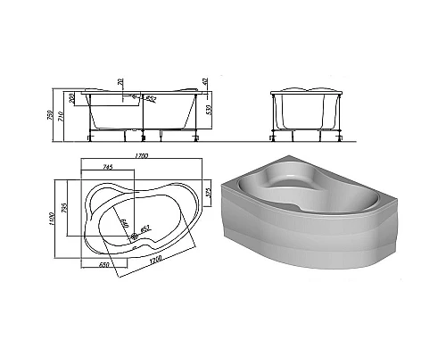 Приобрести Акриловая ванна Kolpa San Lulu 170х100 R 597390 без гидромассажа в магазине сантехники Santeh-Crystal.ru