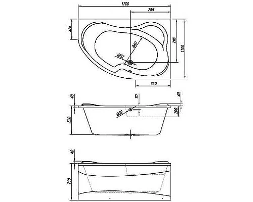 Заказать Акриловая ванна Kolpa San Lulu 170х110 L 597360 без гидромассажа в магазине сантехники Santeh-Crystal.ru